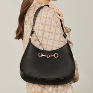 Black Shoulder Bag with Gold Accent